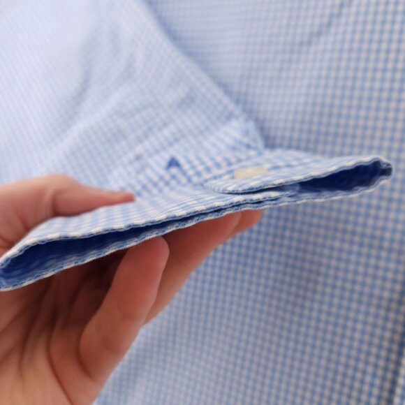 Vineyard Vines Check Whale Button-Down Large Cotton Blue Casual Long Sleeve Men - Picture 5 of 16